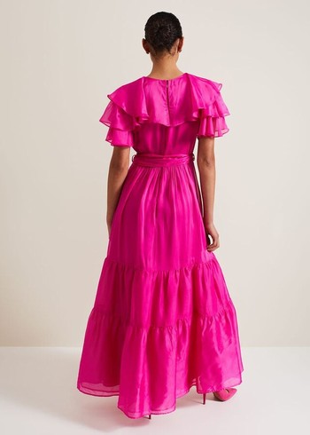 Phase Eight Mabelle Organza Dress Fuchsia Australia | DY8759423